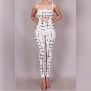 White Striped Overall set